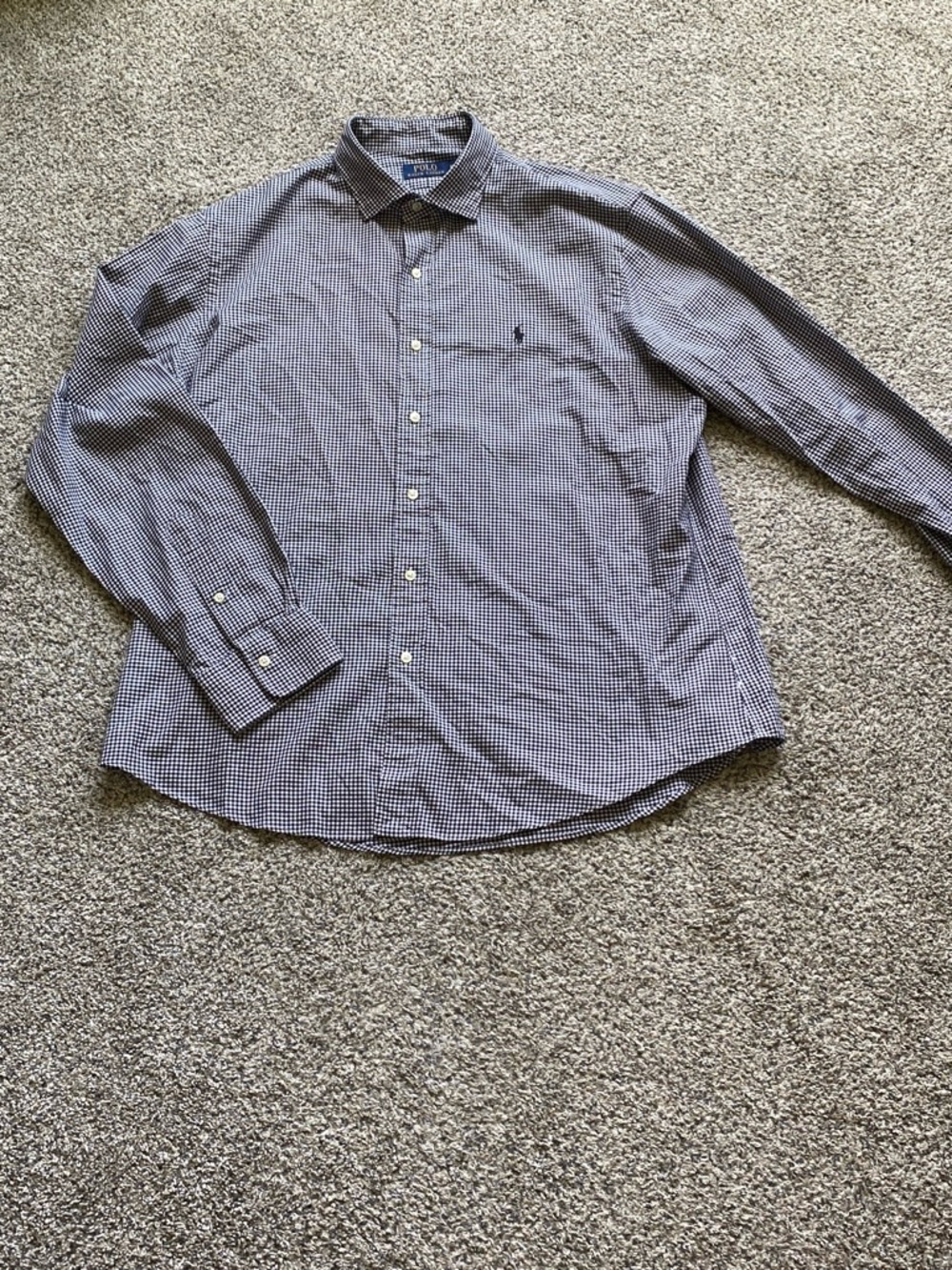 Ralph Lauren Black and White Gingham Button-Up Dress Shirt